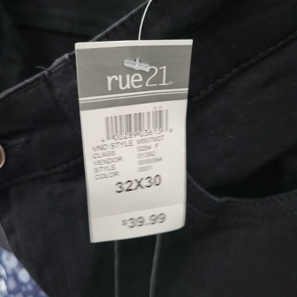 Rue21 Supreme Flex Mens Size 32x30 Black Patchwork Straight Leg Jeans - Picture 10 of 12